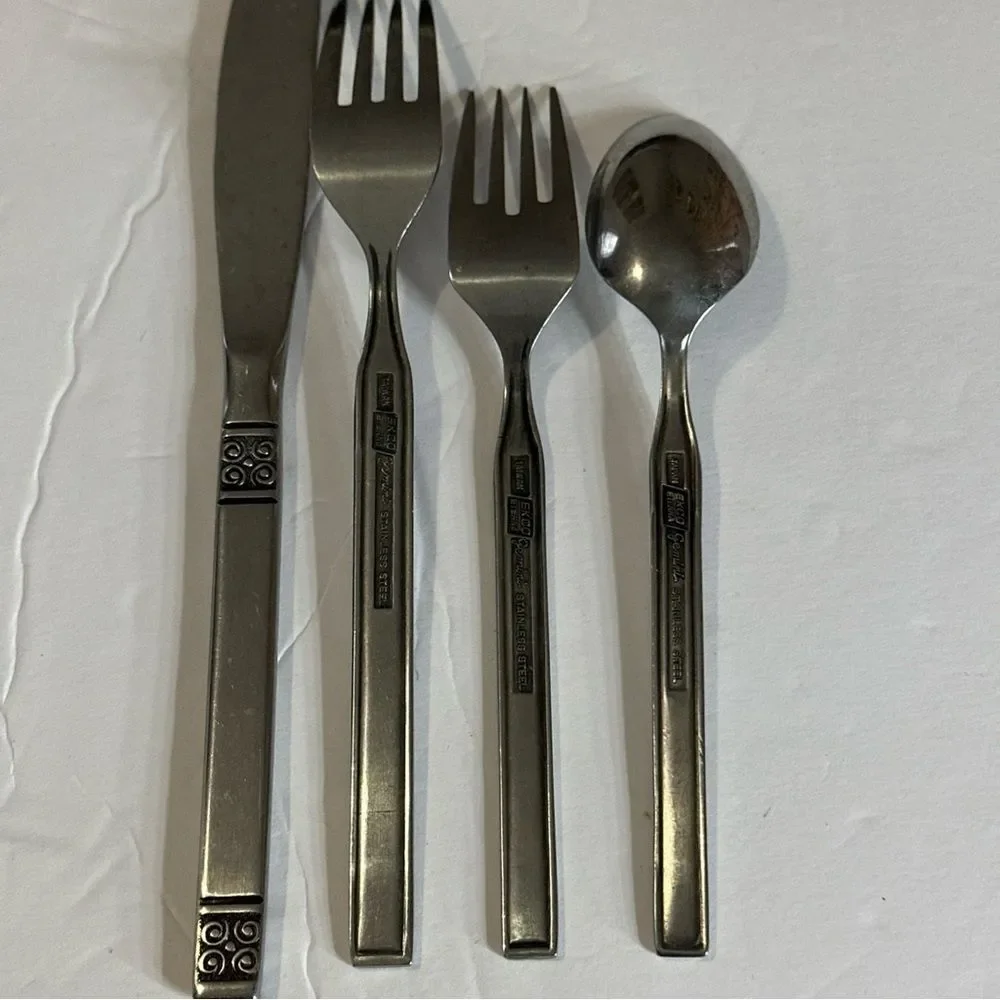 VTG Ecko Eterna Gemini Stainless Steel Flatware 4 Pc Set 1 Knife 2 Fork 1‎ Spoon